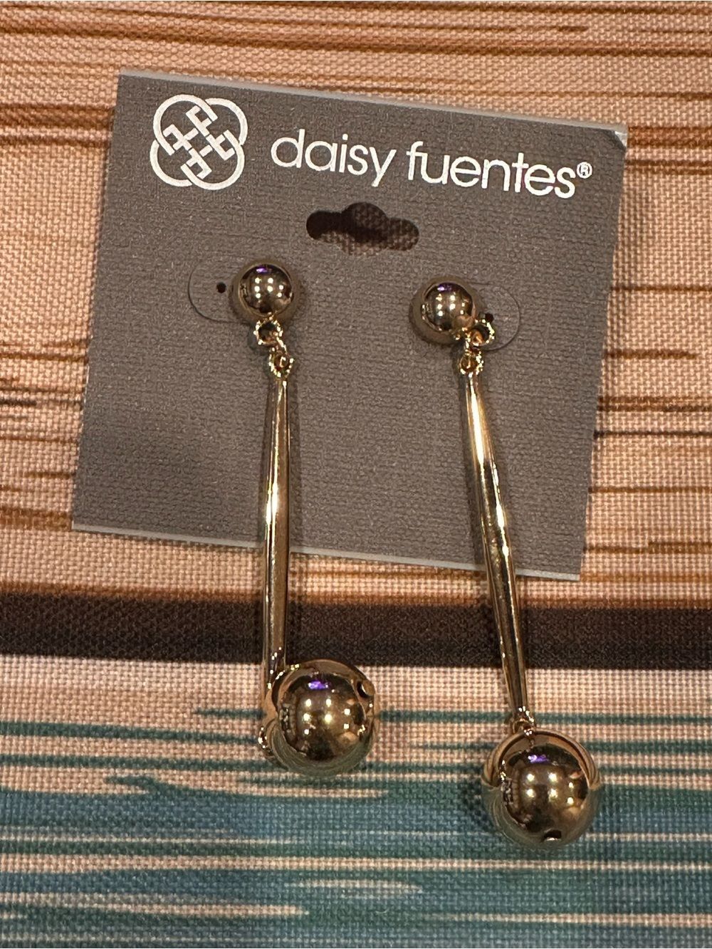 Daisy Fuentes Shiny Gold Linear Drop Earrings